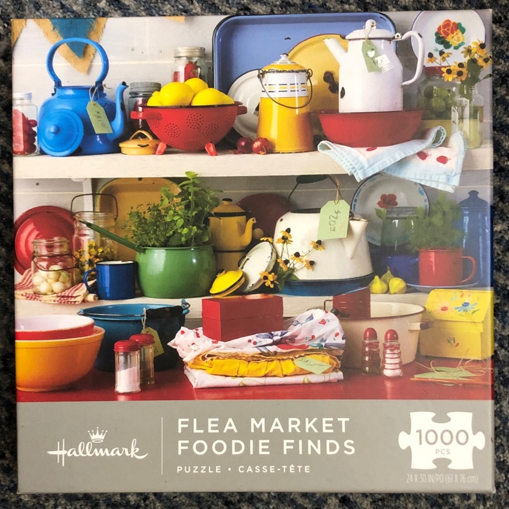NEW! 1000 Piece Puzzle - Hallmark Flea Market Finds Colorful Kitchenware Puzzle